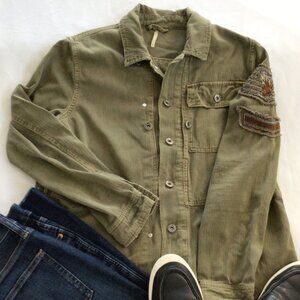 Free People Military Shirt Jacket Embellished Sz XS